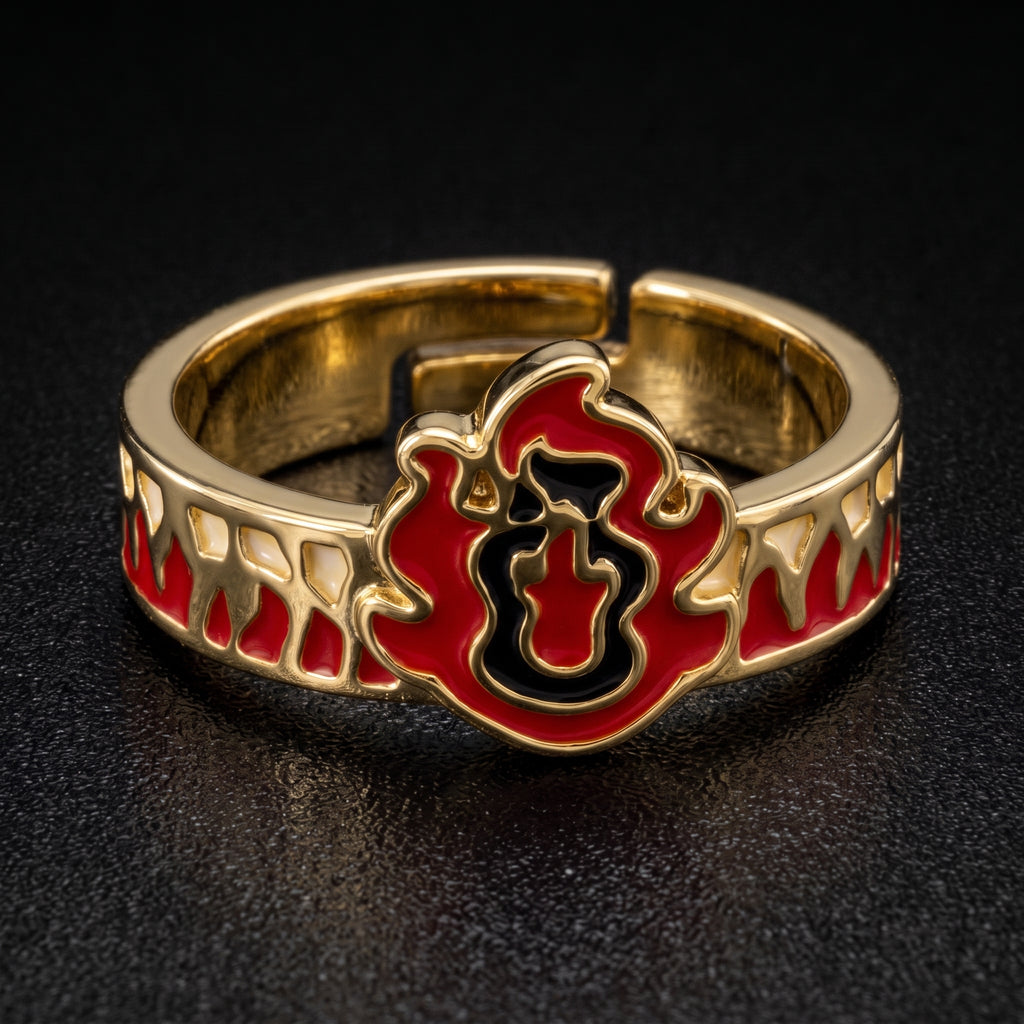 Anime Demon Slayer Ring Kimetsu No Yaiba Kamado Tanjirou Inspired Adjustable Ring for Fans Cosplay Props Jewelry Gift