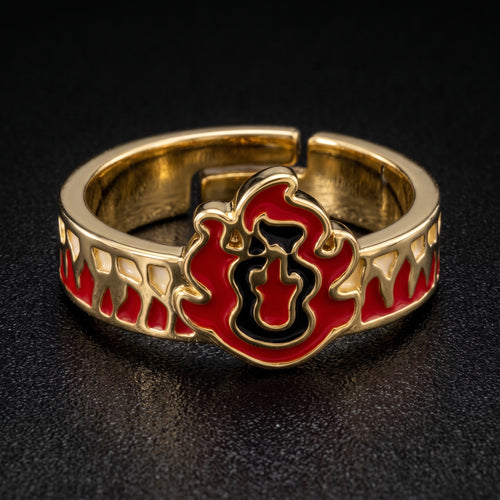 Anime Demon Slayer Ring Kimetsu No Yaiba Kamado Tanjirou Inspired Adjustable Ring for Fans Cosplay Props Jewelry Gift